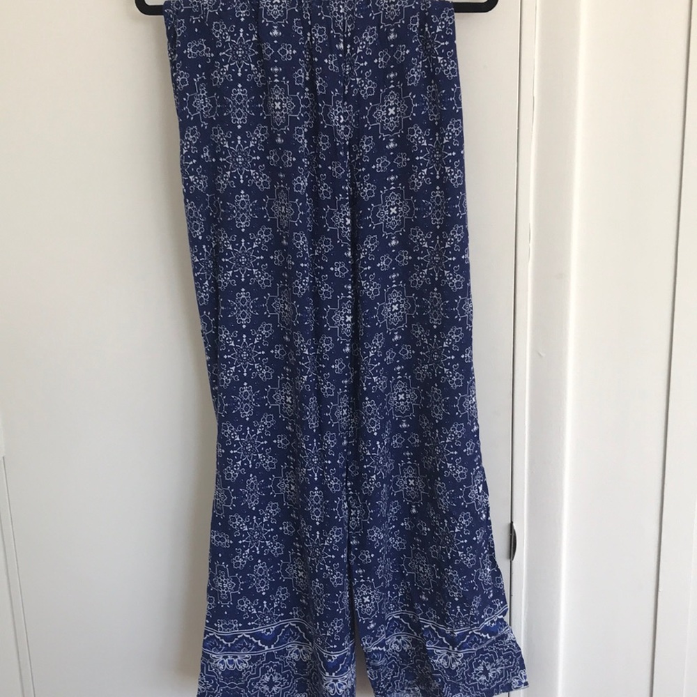 Blue Pattered Palazzo Pants